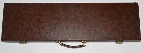 Faux leather bound shotgun carry case with fitted interior, 80x23x7.5cm.
