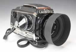 Zena Bronica medium format camera outfit, including Nippon Kogaku Nikkor-P 75mm 1:2.8 and Nikkor-H