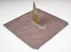 Victorian Scottish slate sundial impressed S Michael, Wigtown, with latitude and longitude NL 54 57,