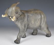 Beswick large Indian elephant figure with curled trunk, in matt finish, height 30cm