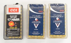 One-hundred-and-fifty .17 HMR rifle cartridges, all in original boxes. PLEASE NOTE THAT A VALID