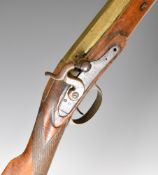 Unnamed percussion hammer action blunderbuss with engraved stylised dolphin hammer, chequered