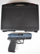 Retay S2022 9mm blank firing pistol with textured grips, multi-shot magazine and fixed sights,