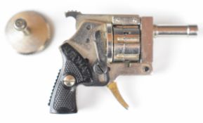 Xythos miniature 2mm pinfire six-shot self-cocking revolver with named and chequered grips and