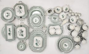 Spode tea, dinner and ornamental ware decorated in the Geranium pattern in rarer green colourway,