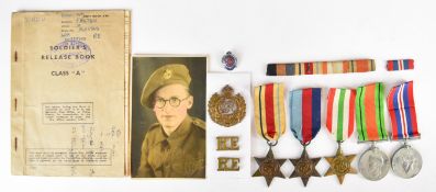 British Army WW2 medal group of five comprising 1939/45 Star, Africa Star, Italy Star, Defence Medal