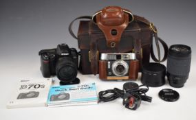 Nikon D70S digital SLR camera with 18-70mm 1:3.5-4.5G, and 70-300mm 1:4-5.6G lenses, charger,