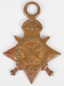 British Army WW1 1914 'Mons' Star named to 1710 Pte J T Davies, Second Battalion Monmouthshire