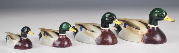 Sir Peter Scott for Beswick set of four graduated mallard ducks, models 1518-1, 2, 3 and 4,
