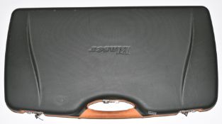 Blaser leather bound hard double shotgun or rifle case with padded interior and code locks,