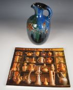 Elton Ware pottery vase with floral decoration in relief, Worlock Collection label to base, height