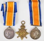Three British Army WW1 medals comprising 1914 'Mons' Star named to 10337 PG Bartlett, South Wales
