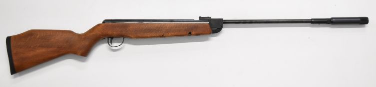 Webley Vulcan .22 air rifle with semi-pistol grip, raised cheek piece and sound moderator, serial