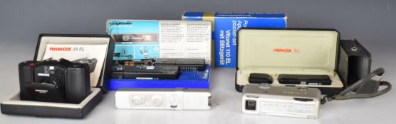 Five miniature or spy cameras comprising Minox EC, in original box, silver Minox, Minolta-16 ND-