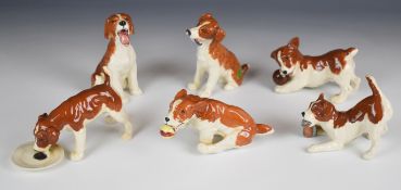 Six Beswick novelty dog figures from the comical puppies series