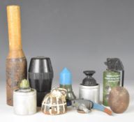 Eight inert grenades / mines including an 'Elsie' anti personnel mine, stun grenade etc