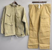 British Army WW2 era drab smock and similar trousers as used by SAS / Long Range Desert Group,