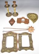 WW2 North Africa campaign interest brass and copper trench art wall items comprising diamond