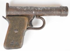Tell II .177 air pistol with chequered wooden grips, barrel marked 'D.R.G.M. Tell II D.R.P' and