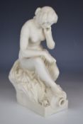 Copeland Parianware figure of a maiden with amphora 'Copeland Porcelain Statuary' stamp to base,