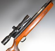 Weihrauch HW77K .22 under-lever air rifle with adjustable trigger, chequered semi-pistol grip,