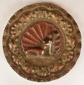 WW2 North Africa and Italy campaign interest copper trench art wall plate, depicting a nude lady