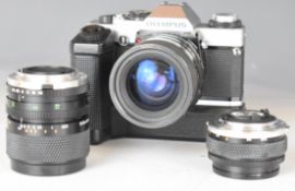 Olympus OM20 35mm SLR camera outfit including S Zukio 35-70mm 1:3.5-4.8, Zukio MC 1:1.8 f=50mm and