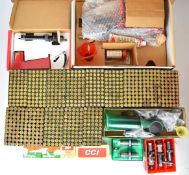 A collection of shotgun and rifle cartridge re-loading equipment comprising Lee Challenger Press