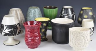 Collection of Beswick retro / mid century modern ceramics, mostly oversized goblets, chalices and