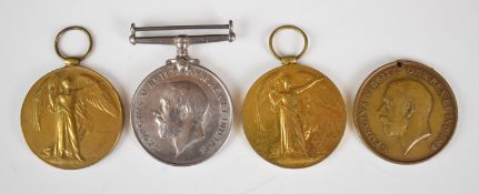Four British issue WW1 medals comprising two Victory Medals named to Captain R B Watts and 44184 Pte