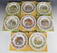 Eight Royal Doulton Brambly Hedge plates comprising The Four Seasons and Surprise Outing set of