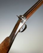 Rossi Italian double barrelled over and under percussion hammer action gun with engraved locks,