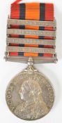 British Army Queen's South Africa Medal with clasps for Relief of Kimberley, Paardeberg,