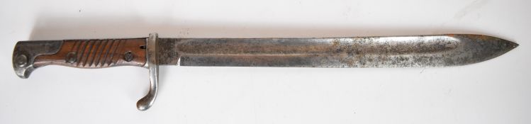 German WW1 98/05 pattern bayonet, later type with muzzle ring trimmed and fitted with flashguard,