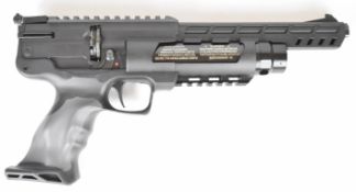 Weihrauch HW44 .177 PCP air pistol with shaped grips, adjustable sights, scope rail and 10-shot