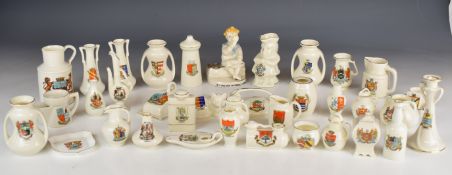 Shelley, Foley and Carlton crested china including Blowing Bubbles Birmingham, Gladstone Gradmere,