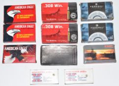 One-hundred-and-forty-one .308 rifle cartridges together with some fired examples suitable for re-