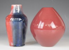 Two Cobridge pottery vases with flambé style glazes, tallest 16cm