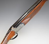 Lanber 12 bore over and under ejector shotgun with engraved lock, underside, trigger guard and thumb