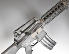 WE SR-16 AEG type Black Edition airsoft rifle with chequered pistol grip, composite stock and