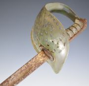 British 1897 pattern infantry officer's sword with GVR to decorated hilt, fold down inner guard