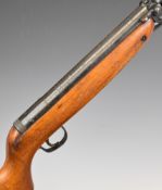 Webley Mark 3 .22 under-lever air rifle with plaque inset to the stock, semi-pistol grip and