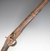 Percussion hammer action gun with brass 'Schneider' plaque inset to the stock, raised cheek piece,