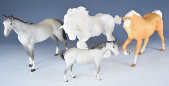 Four Beswick horses in matt including rare white matt Spirit of Earth, tallest 21cm
