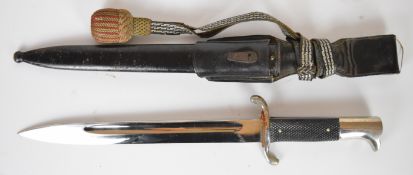 German fireman's 'undress' long pattern bayonet with L&W over H marked to ricasso, blank pommel, S