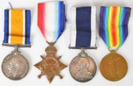 Royal Navy WW1 medal group of four comprising 1914/1915 Star, War Medal, Victory Medal and Long