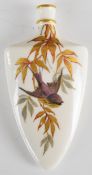 Royal Worcester scent / perfume bottle decorated with a bird and foliage, height 9cm