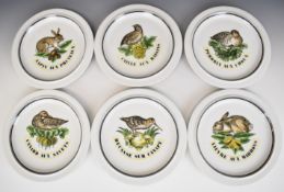 Porcelaine D Auteuil, Paris, France six plates decorated in with birds and animals