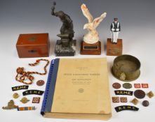 Various military presentation items including figure of working blacksmith to 'Sgt Thompson from