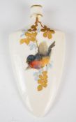 Royal Worcester porcelain scent bottle with hand painted decoration of a fledgling bird amongst